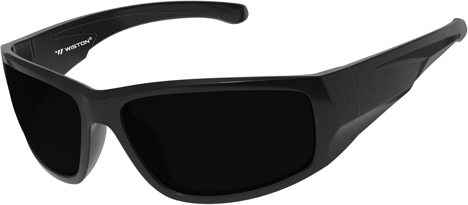 

Солнцезащитные очки WISTON XL Z87 с обтекаемой формой для мужчин и женщин с большой головой, сверхтемные, из материала TR90, ультралегкие, с защитой от УФ-излучения UV400, модель W8707, Matte Black/Dark Grey
