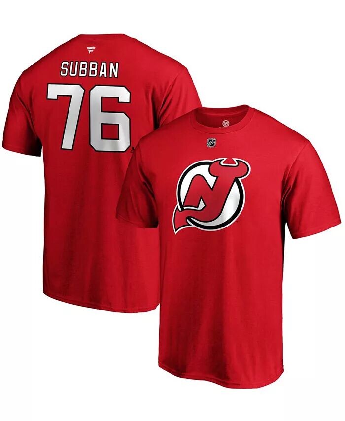 

Мужской П . Красная футболка Subban New Jersey Devils с аутентичным именем и номером Stack Fanatics
