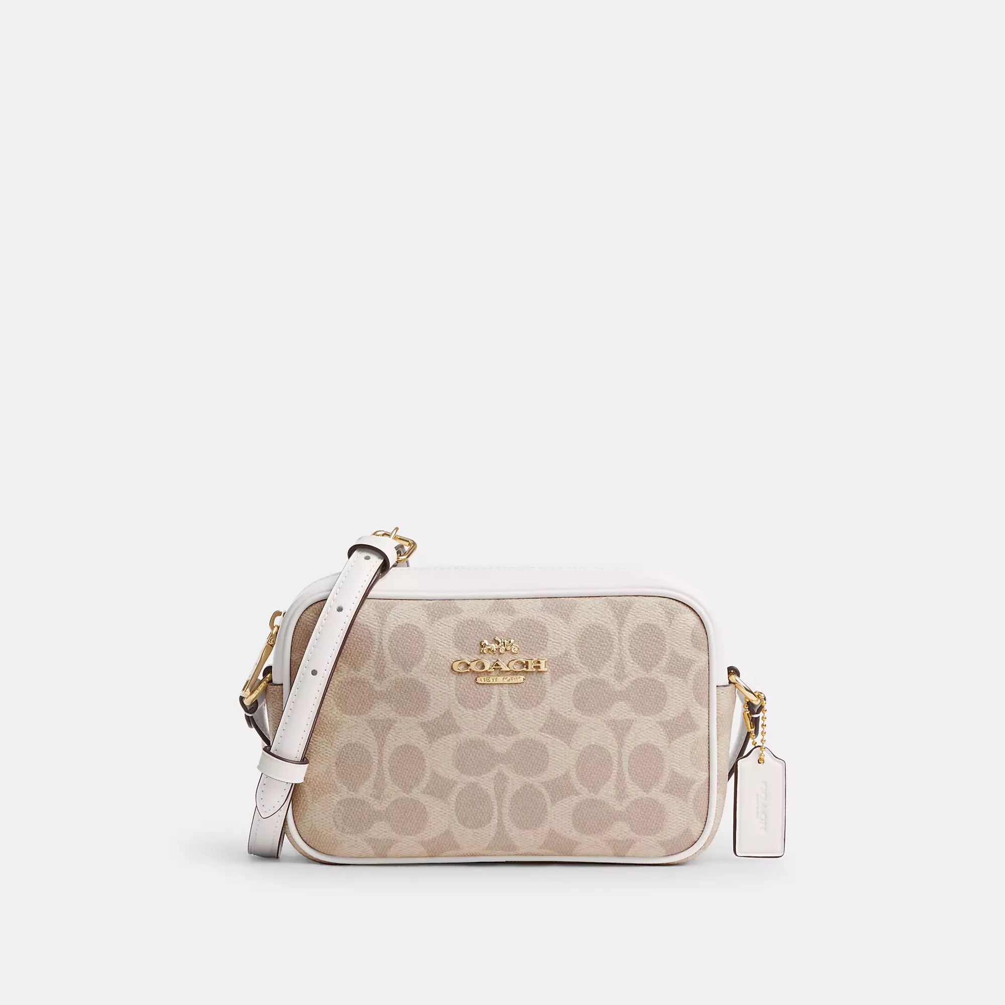 

Сумка для фотокамеры Coach Outlet Mini Jamie из фирменной ткани, цвет gold/sand/chalk, Бежевый, Сумка для фотокамеры Coach Outlet Mini Jamie из фирменной ткани, цвет gold/sand/chalk