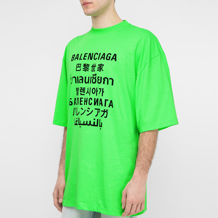 Футболка большого размера из полиэстера Balenciaga, зеленый — фото 3