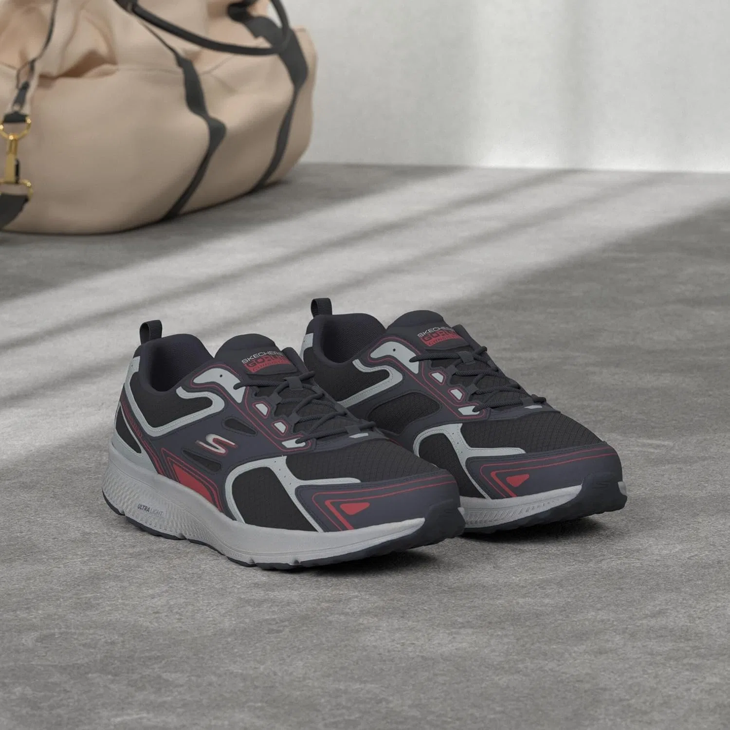 Мужские кроссовки Skechers Go Run Consistent, Navy Leather Synthetic Red Trim — фото 2
