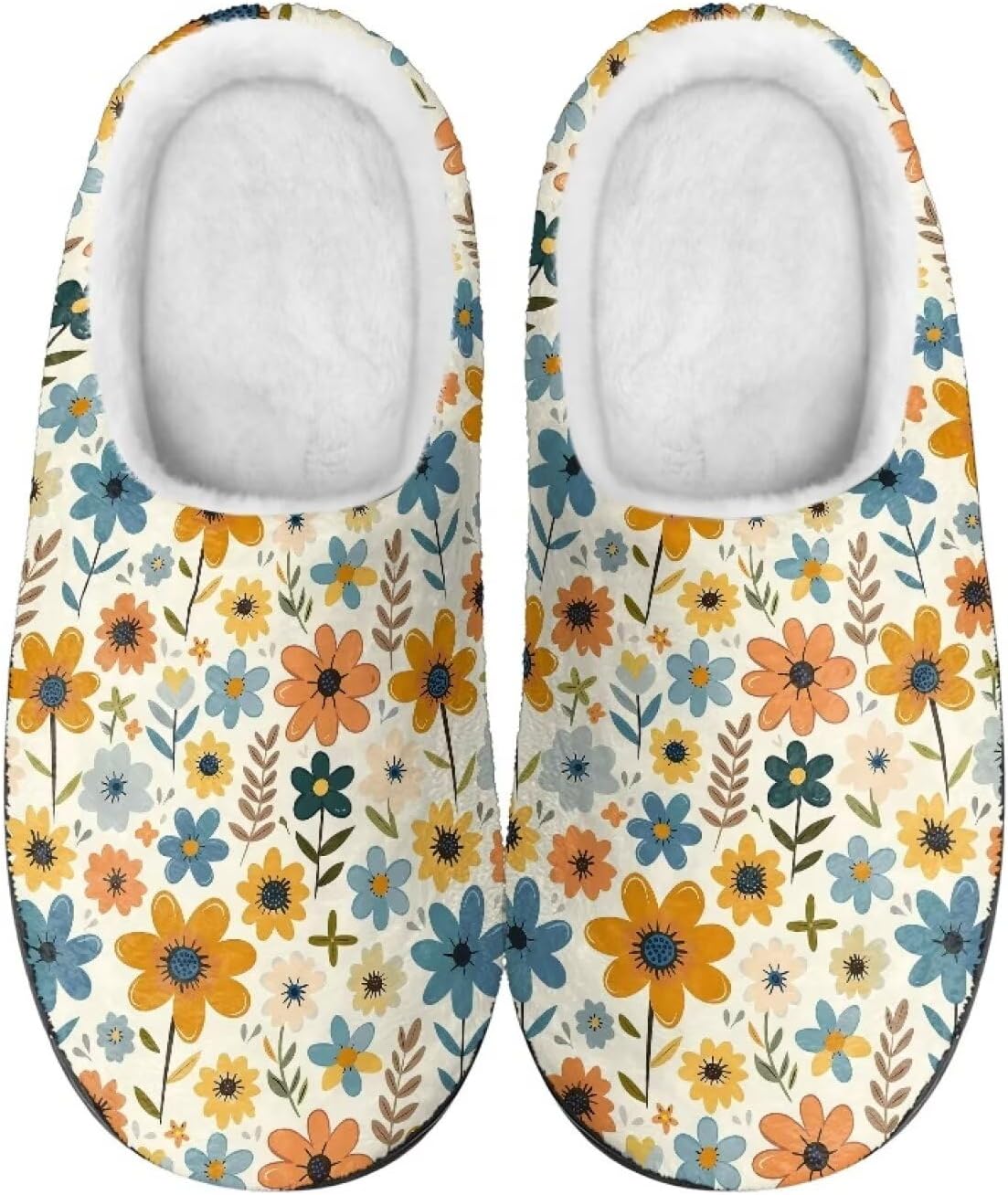 

Милые тапочки с принтом для женщин и мужчин, для дома и улицы, зимние, мягкие, уютные, плюшевые, теплые, с нескользящей подошвой Noprintge, Groovy Hippie Flower