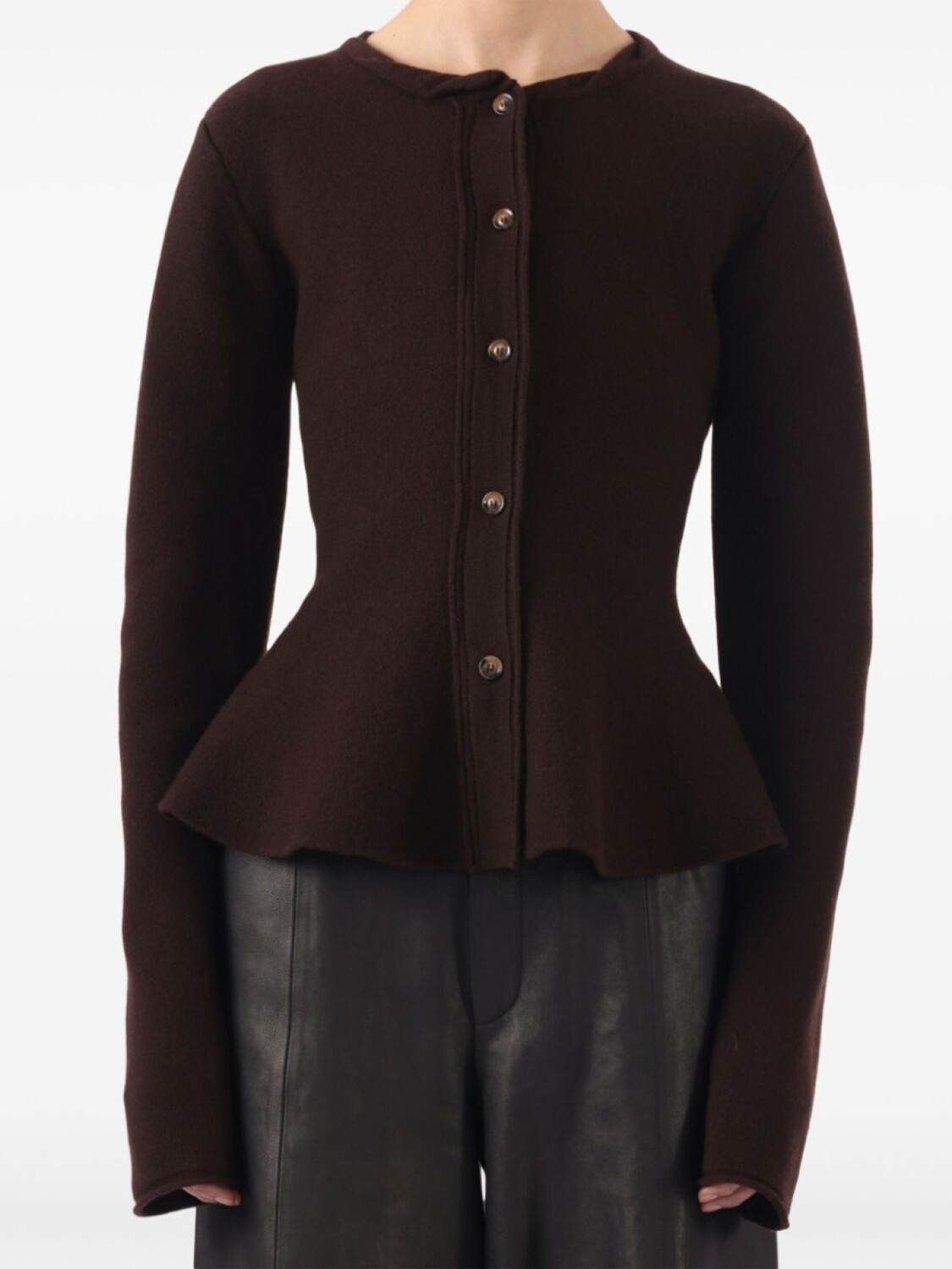 

Шерстяной кардиган с баской Jason Wu Collection, коричневый