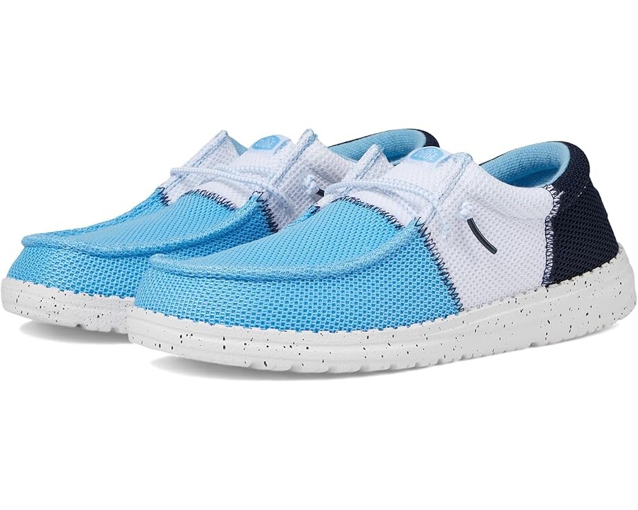 

Кроссовки Hey Dude Kids Wally Tri Varsity Mesh, цвет Sky Blue/White