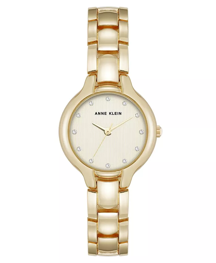 

Женские часы Quartz Delicate с кристаллами, золотистый корпус из сплава, шампань циферблат, 28 мм Anne Klein