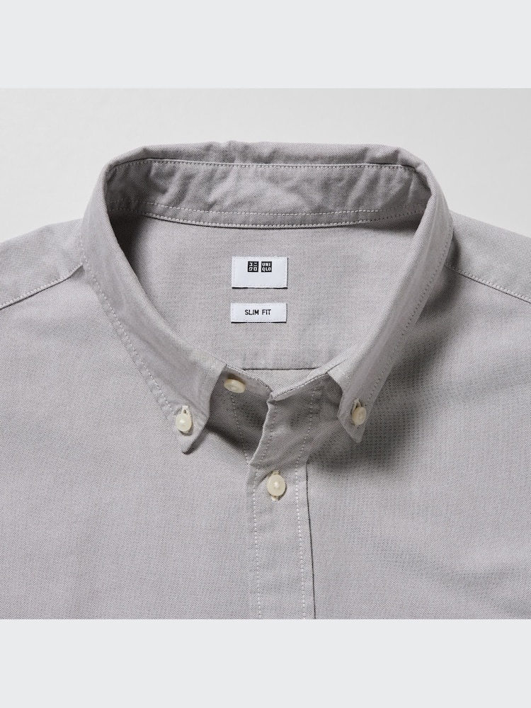 Рубашка Оксфорд узкий крой Uniqlo, цвет 01 белый — фото 3