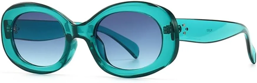 

Женские солнцезащитные очки в ретро-стиле овальной формы с крупной оправой и леопардовым принтом, модные, с защитой от УФ-излучения UV400 TOIPASTN, Green Blue