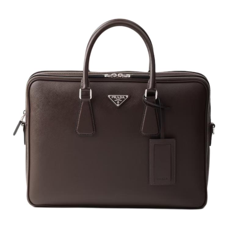 

Сумка-портфель из сафьяновой кожи PRADA женская кофейная