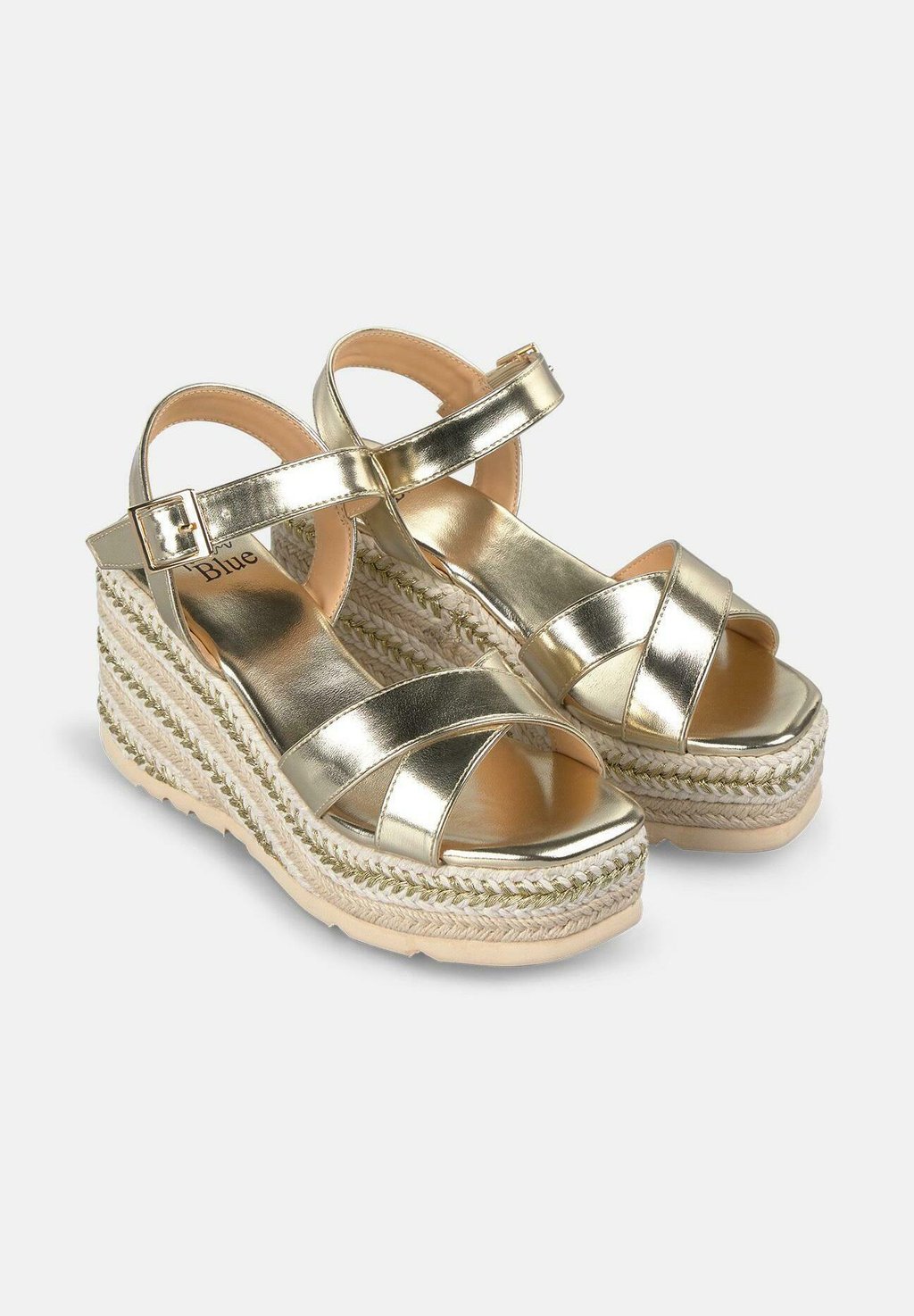 Босоножки на танкетке PUNTERA Y CIERRE CON HEBILLA - High heeled sandals Alma Blue, золотой — фото 2