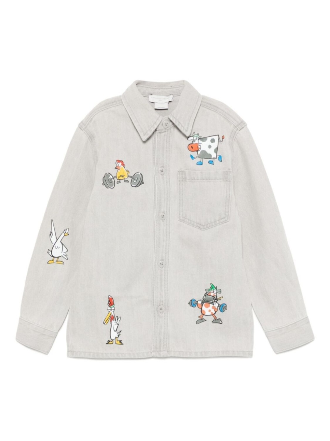

Джинсовая рубашка с графическим принтом Stella McCartney Kids, серый