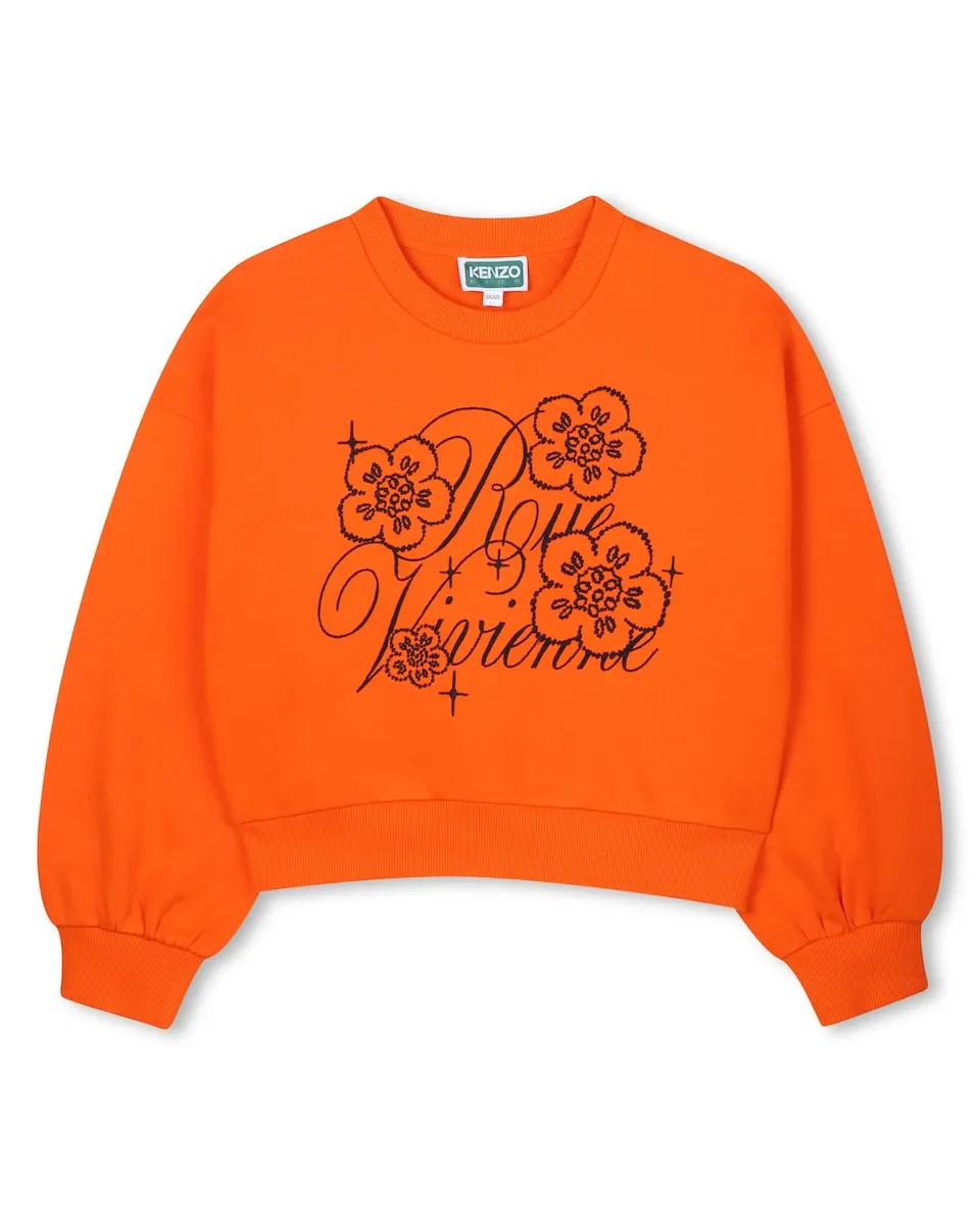 

Детская толстовка оранжевого цвета из хлопка Kenzo Kids