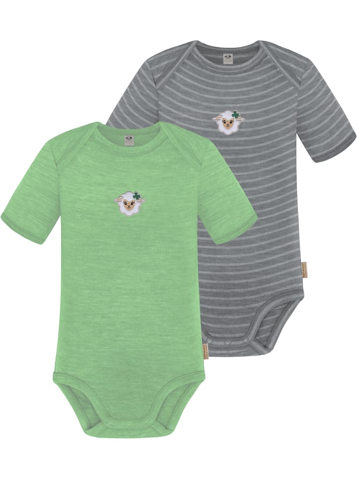

Normani Outdoor Sports Комплект из 2 детских боди с коротким рукавом из мериносовой шерсти, цвет Тауранга, зелено-серый