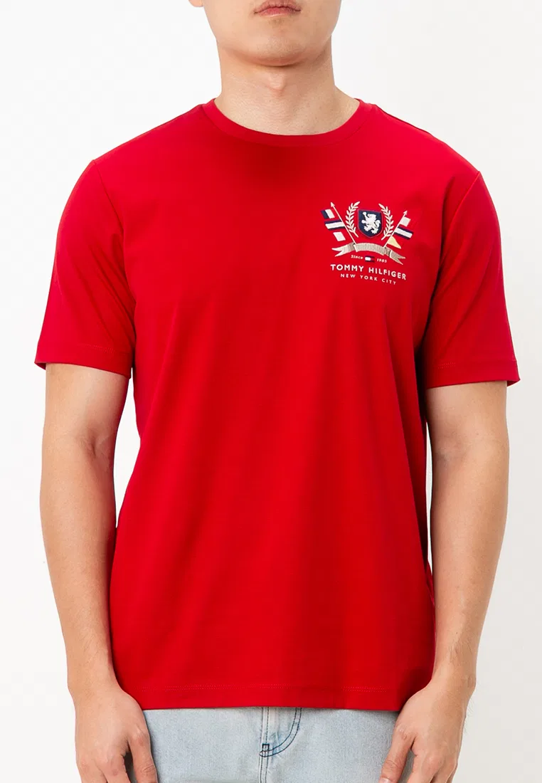 Футболка, короткий рукав, Crest Interlock, Tommy Hilfiger, красный