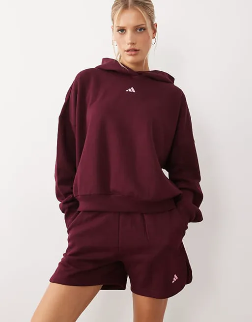 Бордовые и розовые шорты из джерси adidas Performance Three Stripes Studios