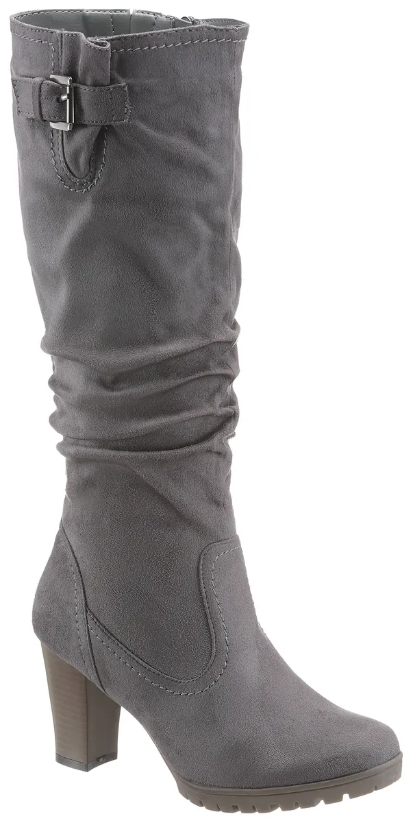 Сапоги Aniston SHOES с рюшами на голенище с напуском, серый