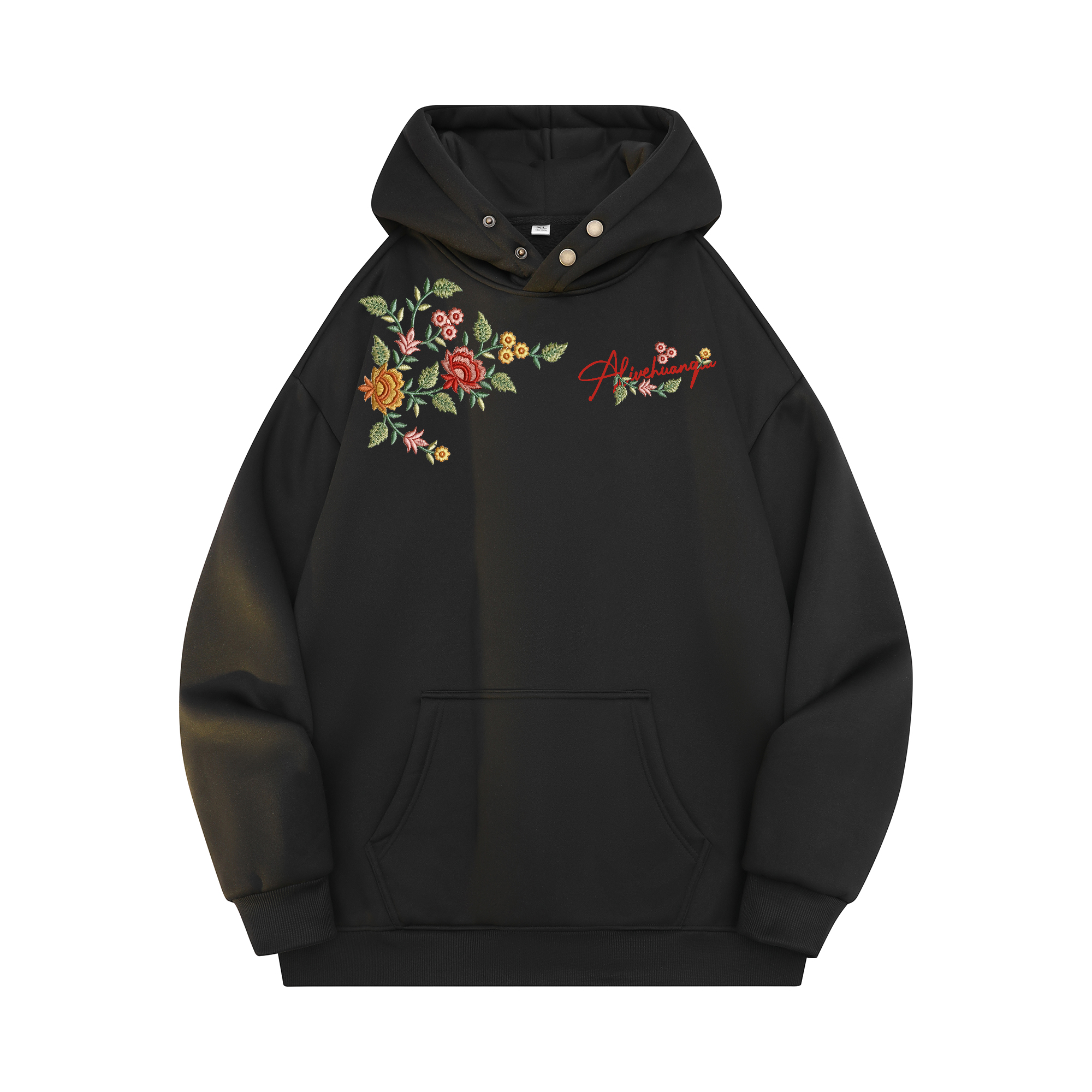 

Толстовка Unisex Hooded Thickened Heavyweight HUANQIU, черный (fleece-lined)