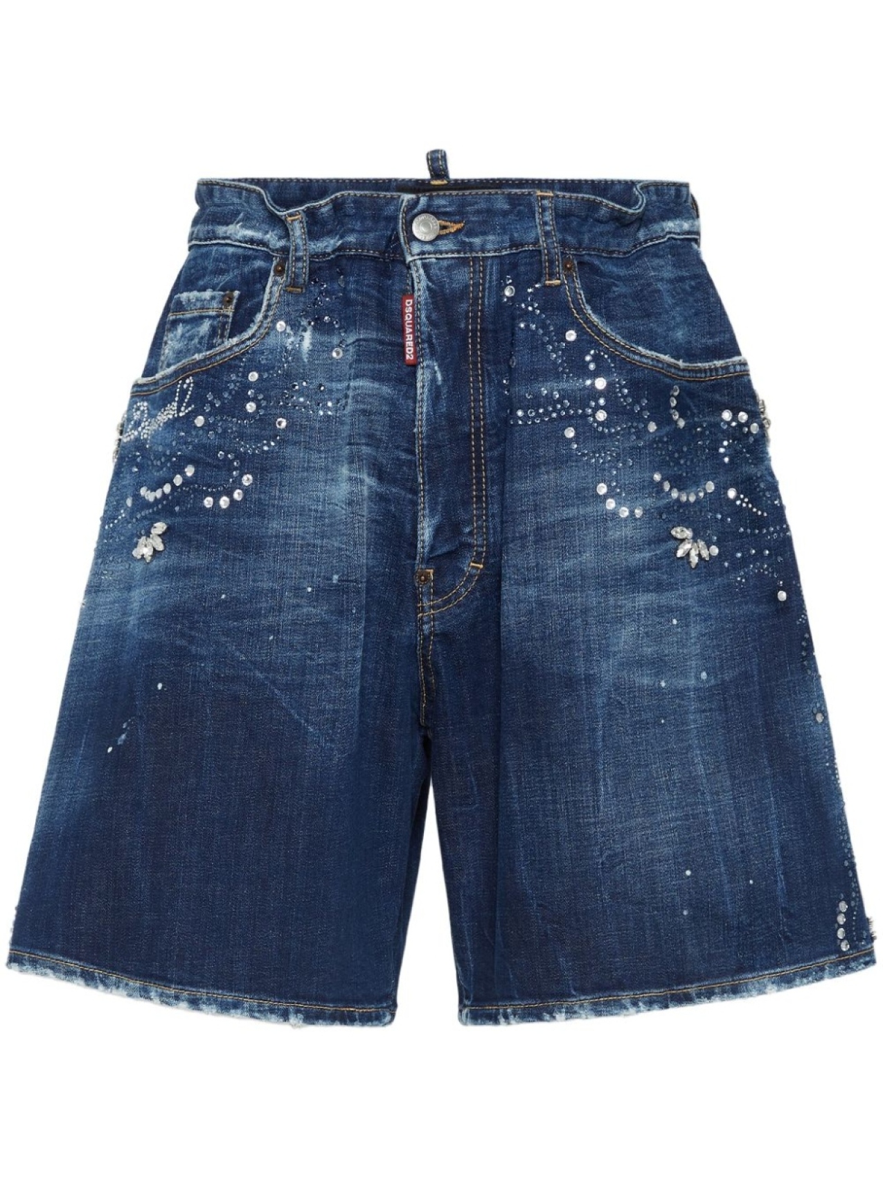 

DSQUARED2 джинсовые шорты со стразами, синий