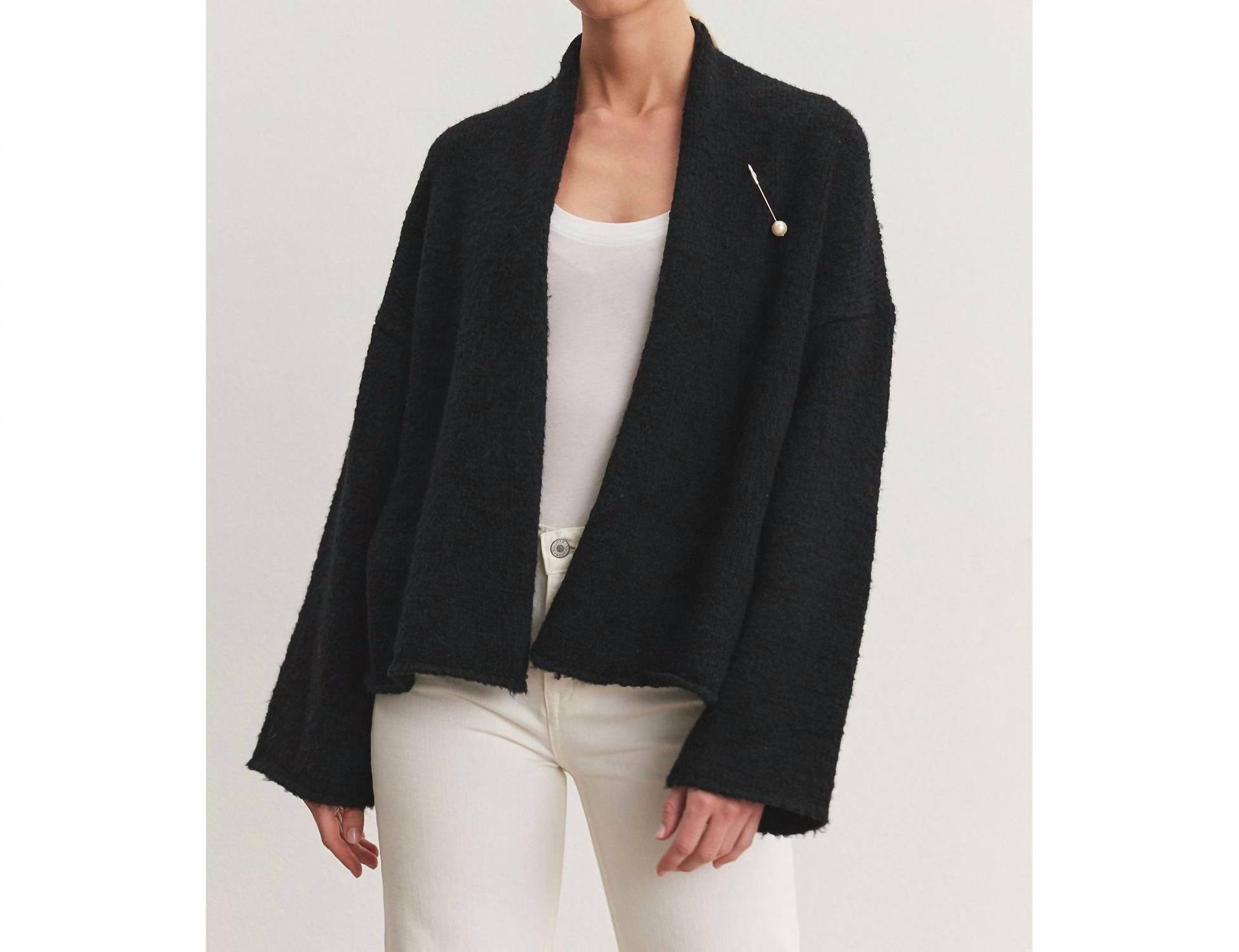

Кардиган Chanson Brushed Knit With Pin Open Cardigan черного цвета Velvet by Graham & Spencer