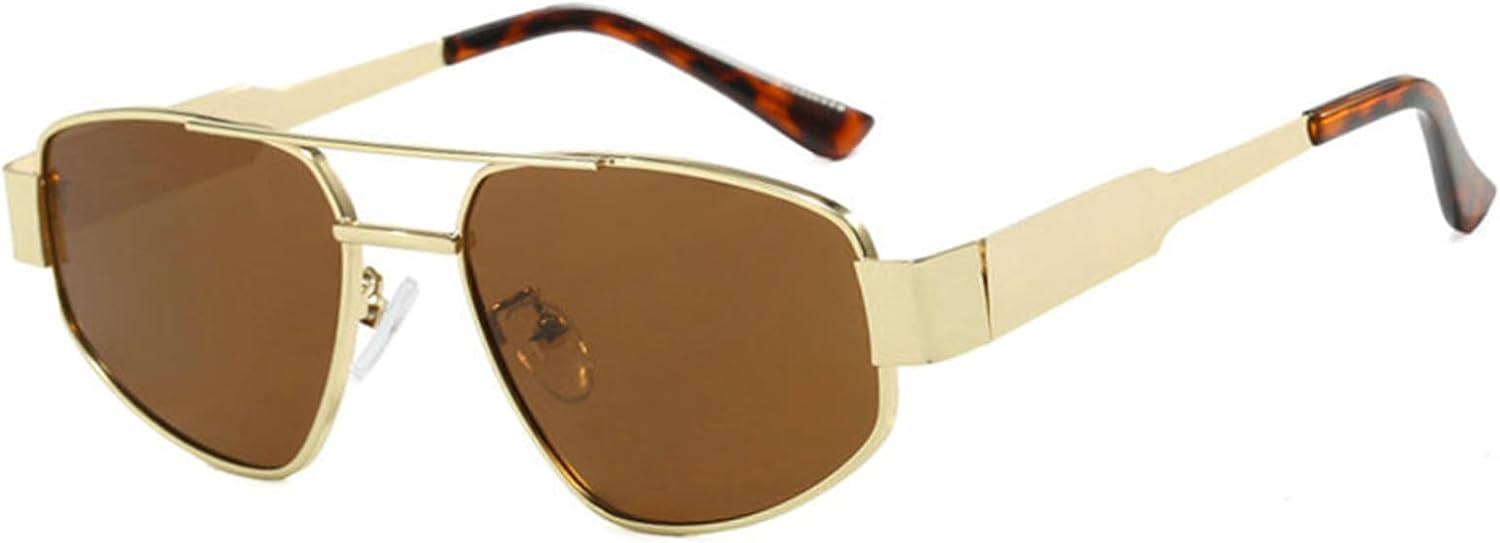 

Солнцезащитные очки Helena Double Beam Square для женщин и мужчин, для вождения, мужские солнцезащитные очки класса люкс, маленькие, цвета шампанского, пилотские солнцезащитные очки UV400, C2