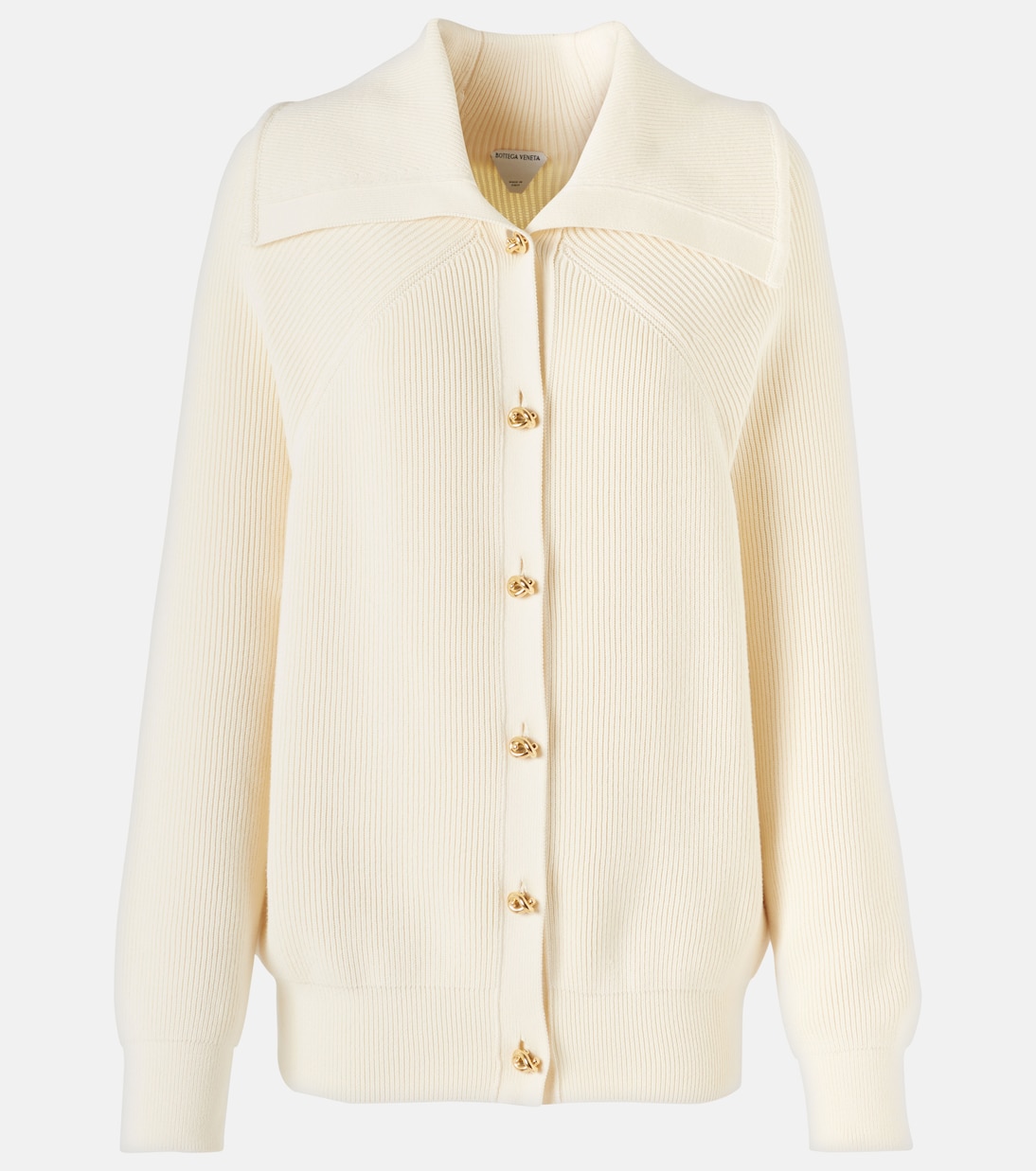 

Хлопковый кардиган с ребристым узором Bottega Veneta, Chalk