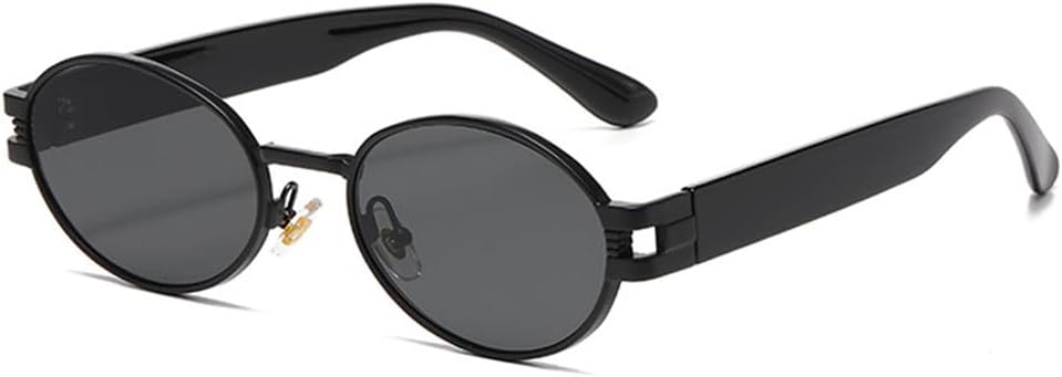 

Солнцезащитные очки 2026 квадратной формы для женщин в стиле ретро-панк, овальные, металлические, с защитой от УФ-излучения UV400, черно-серые, один размер MTZJH, One Color