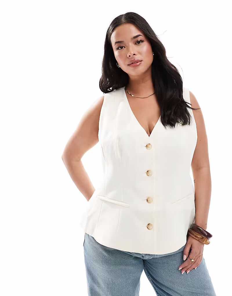 

Жилет с баской ASOS DESIGN Curve цвета пахты