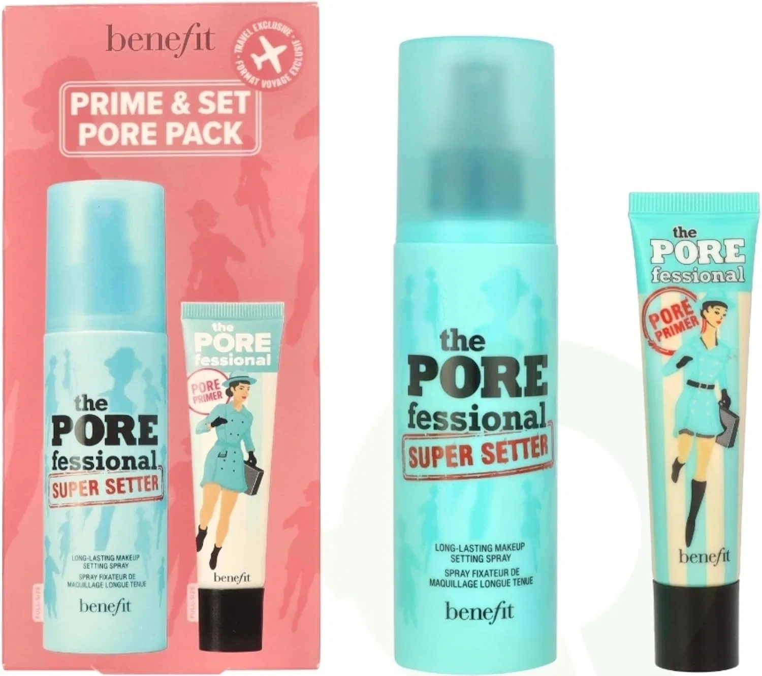 Набор для ухода за кожей Benefit Prime & Set Pore Pack, 2 предмета, 0.8 унции праймер + 4 унции фиксатор — фото 2