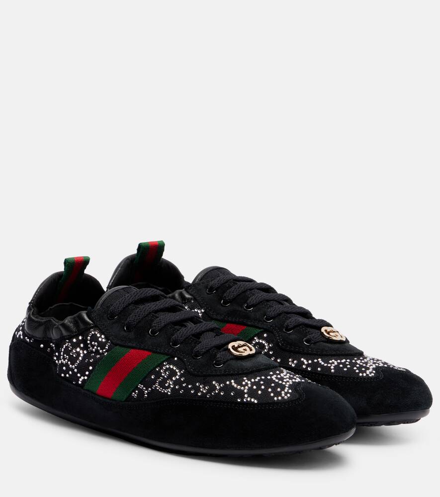 Кроссовки с отделкой из замши Shift Gucci, Bl/Bl/Bl/Bl/Vrv/Bl/B