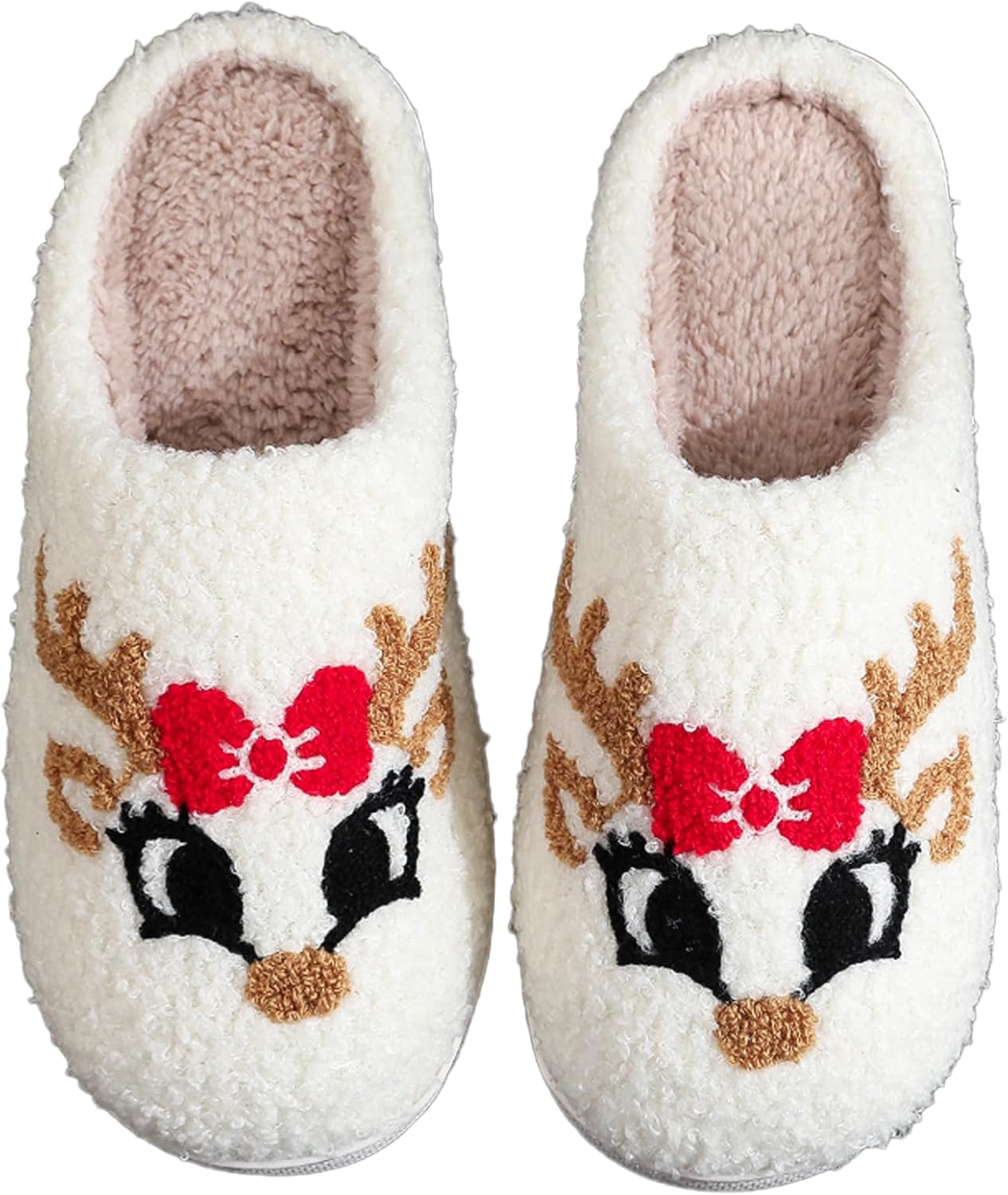 

Пушистые домашние тапочки с оленями Oukisam