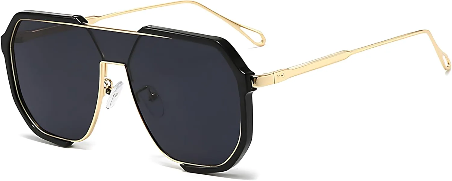 

HYLLE Модные большие квадратные солнцезащитные очки для женщин, авиаторские, винтажные, панк, ретро, ​​трендовые, крупные, солнцезащитные очки, Black/Grey