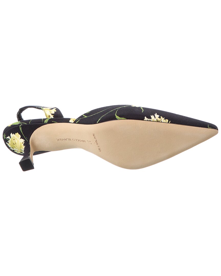 Маноло Бланик Каролайн 70 Атласные туфли-лодочки на шпильке Manolo Blahnik, черный — фото 4