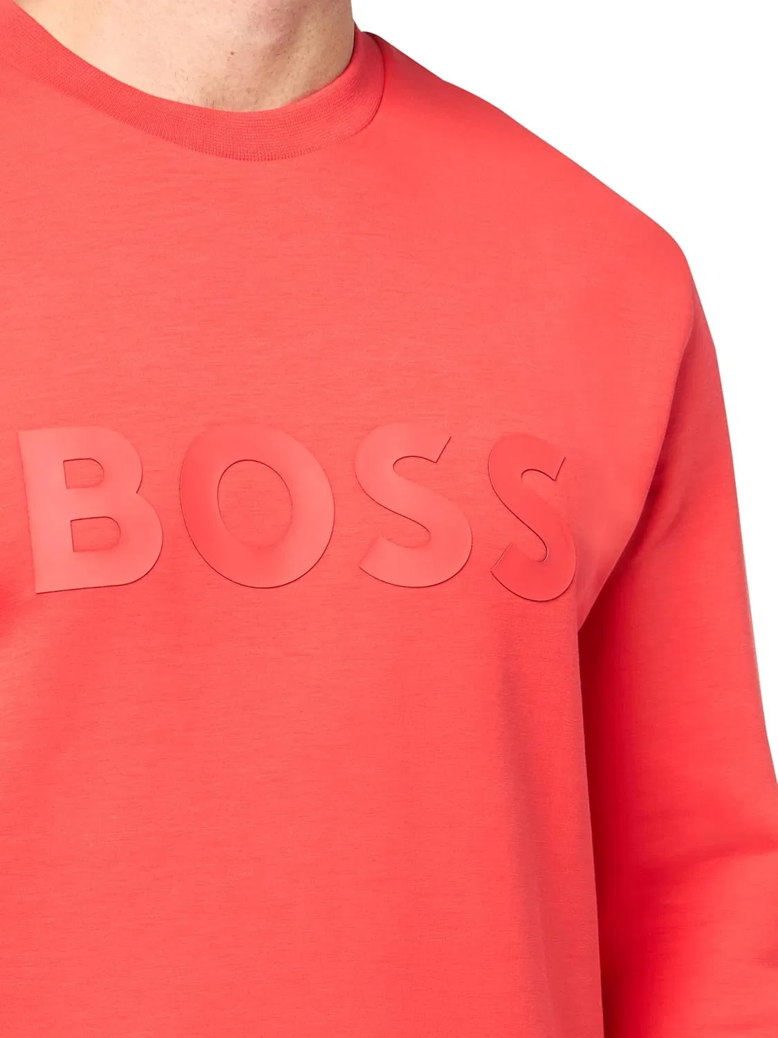 Мужская толстовка BOSS с круглым вырезом и культовым логотипом Boss, Hibiscus Red — фото 3
