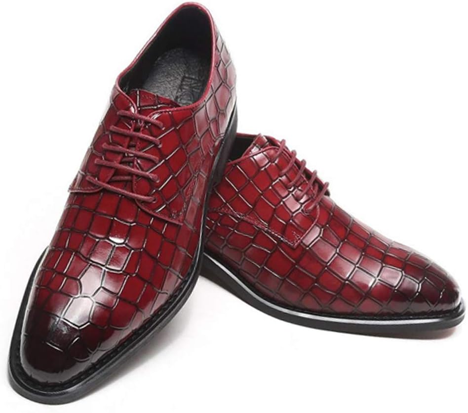

Мужские кожаные деловые туфли, рабочие, праздничные, банкетные туфли с узором под крокодила, на шнуровке, коричневые, размер 39/UK 6.5/US 7 Grvpm