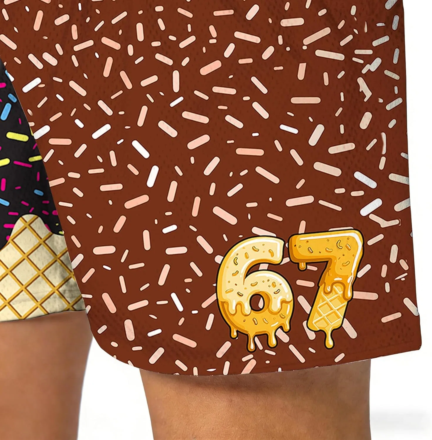 Шорты для мальчиков с принтом Ice Cream Drip, темно-коричневые и коричневые — фото 2