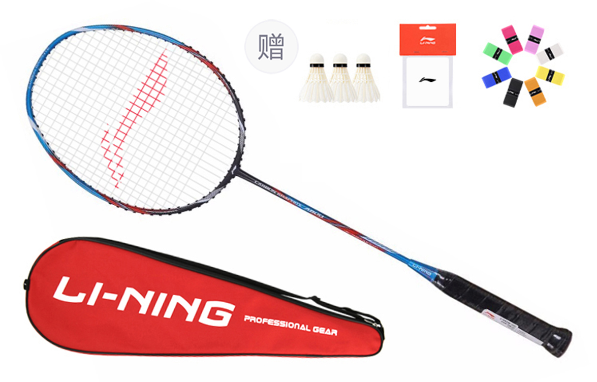

LINING Полностью карбоновая бадминтонная ракетка атакующего типа с утяжеленной головкой, жестким стержнем, начальный уровень, 675 мм, одиночная ракетка, серый синий