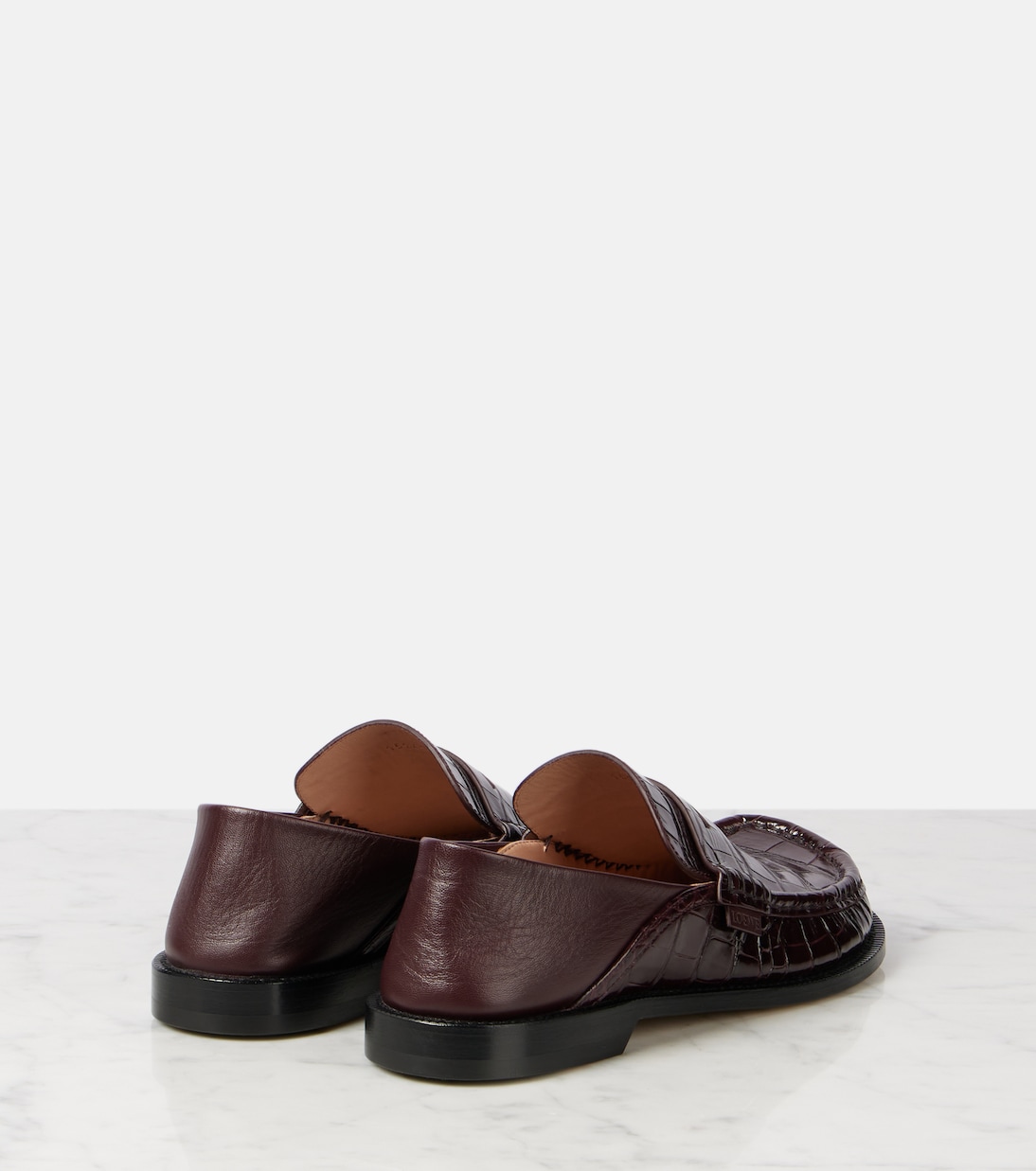 Кожаные лоферы Campo с эффектом крокодиловой кожи Loewe, бордовый — фото 2