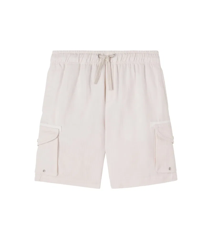 Льняные и хлопковые шорты-карго Brunello Cucinelli Kids, белый