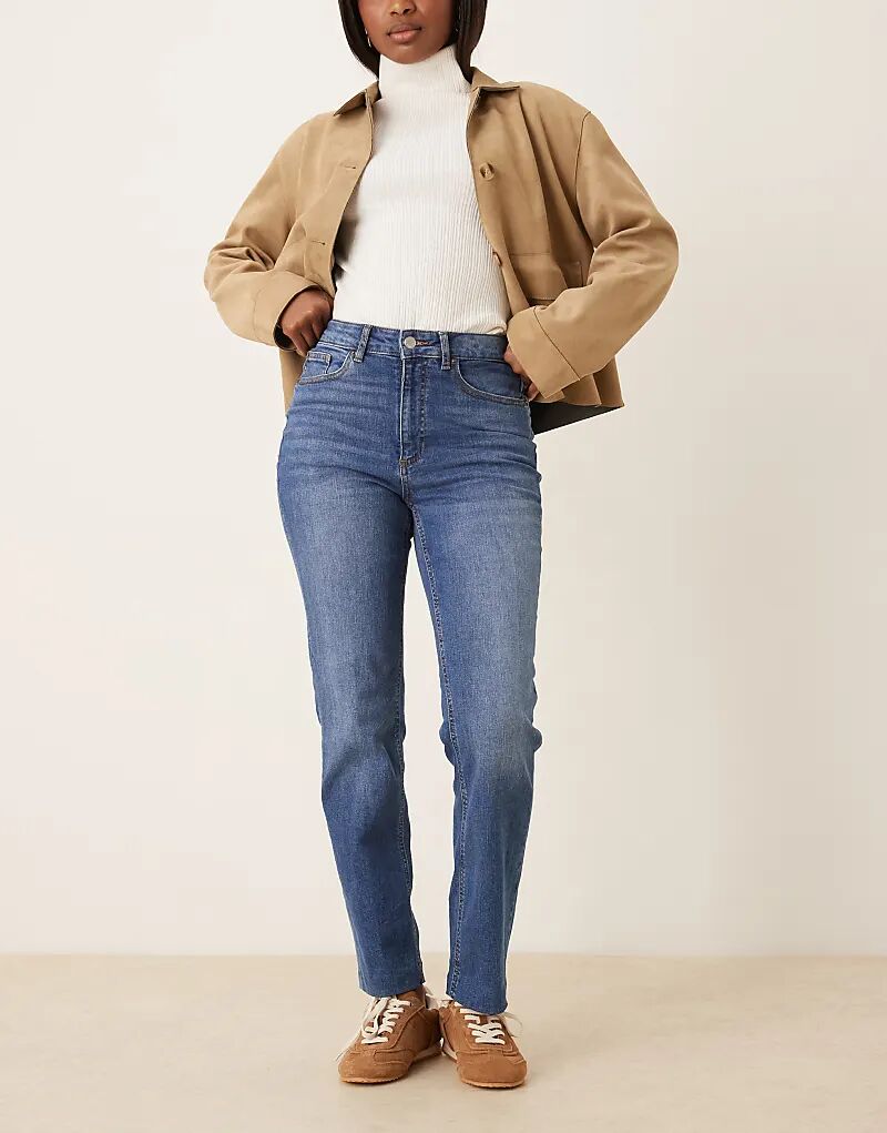 

Джинсы прямого кроя AWARE Alice с высокой талией, средне-синего цвета