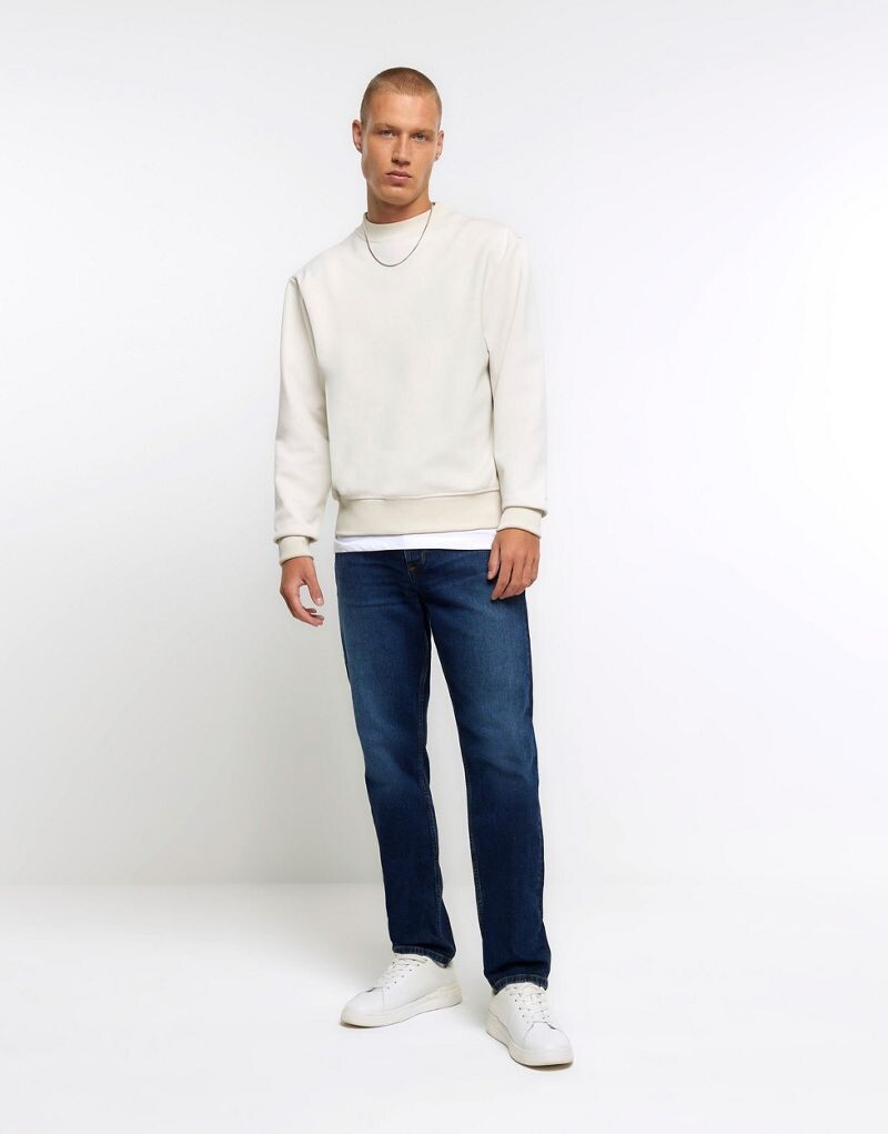 

River Island – темно-синие потертые джинсы скинни
