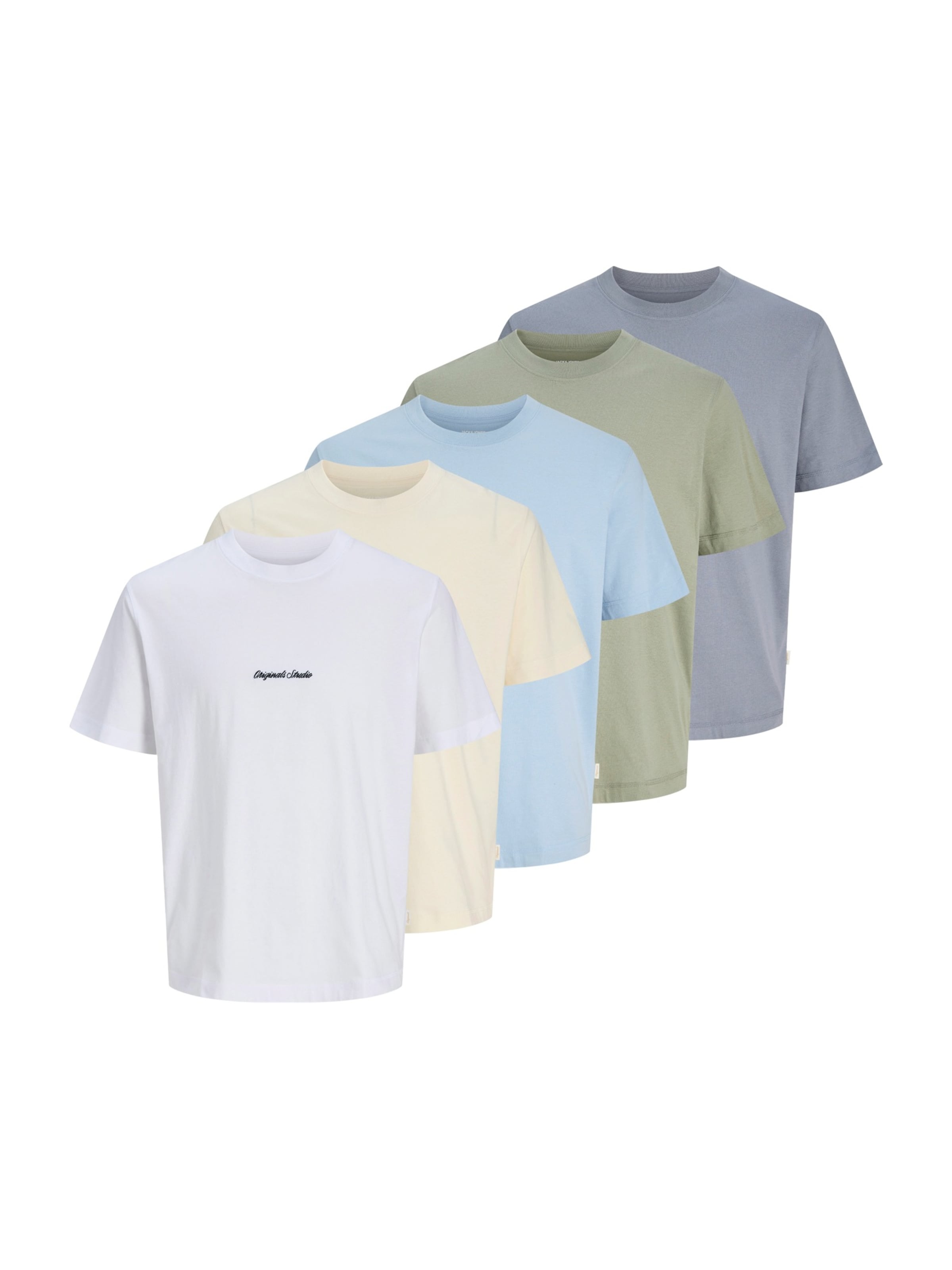 

JACK & JONES Футболка 'JORNORREBRO' в цветах Cream, Light Blue, Olive, White