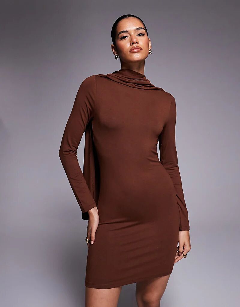 

Шарф ASOS DESIGN с облегающим мини-элементом коричневого цвета