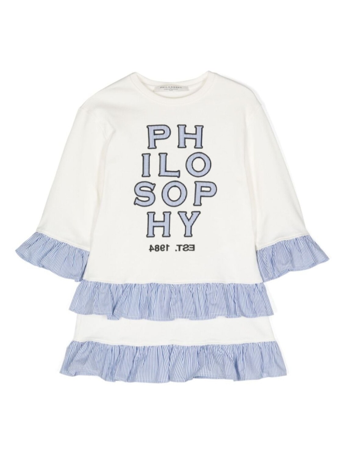 

Хлопковое платье с вышитым логотипом Philosophy Di Lorenzo Serafini Kids, бежевый