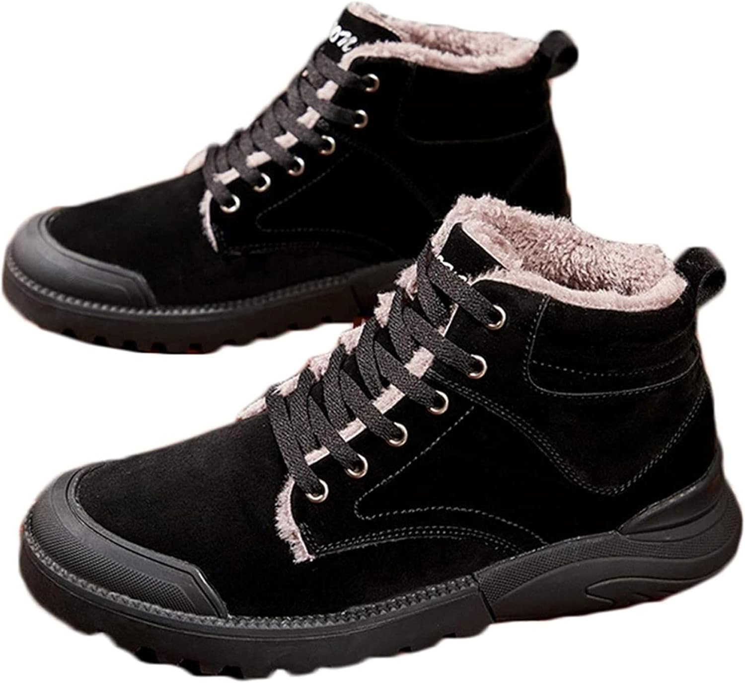 

Мужские зимние снежные ботинки Yiozoi, защищающие от ветра, высокие наружные прогулочные ботинки, шнуровка, мягкие и бархатные повседневные ботильоны, черный