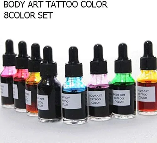 Набор для боди-арта BODY ART TATTOO COLOR 8 цветов по 15 мл Fake Tattoo Pro Shop Shonando — фото 2