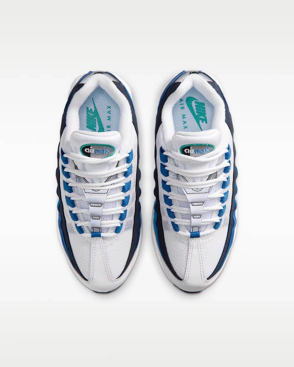 Кроссовки Nike Air Max 95 "Big Bubble" Premium для старших детей, White/Lake Blue/French Blue/Emerald Green — фото 4