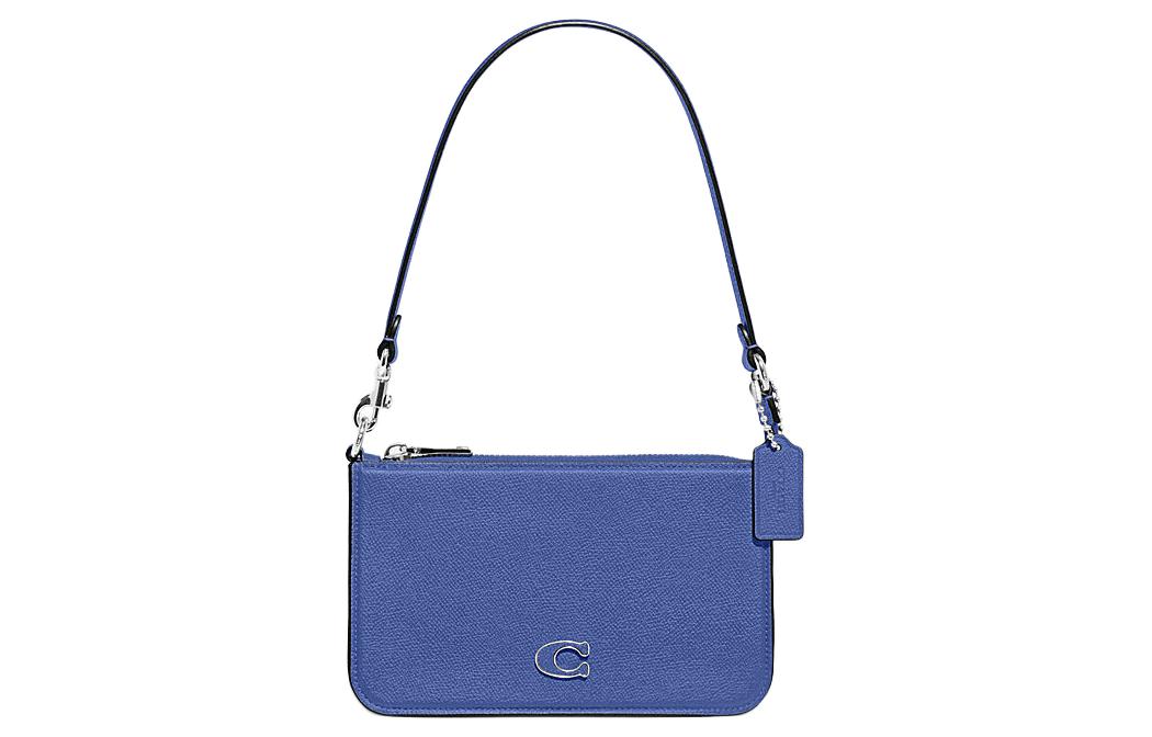 

COACH Сумка через плечо Cross Grain Leather With Canvas, маленький размер, женская, синяя