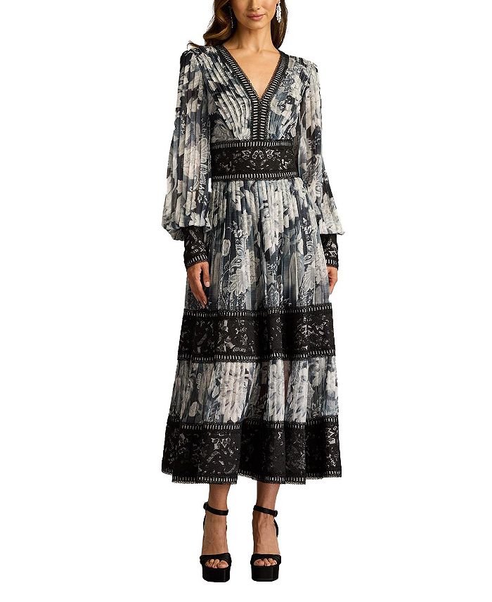

Платье миди из плиссированного шифона Derby Tadashi Shoji, мультиколор