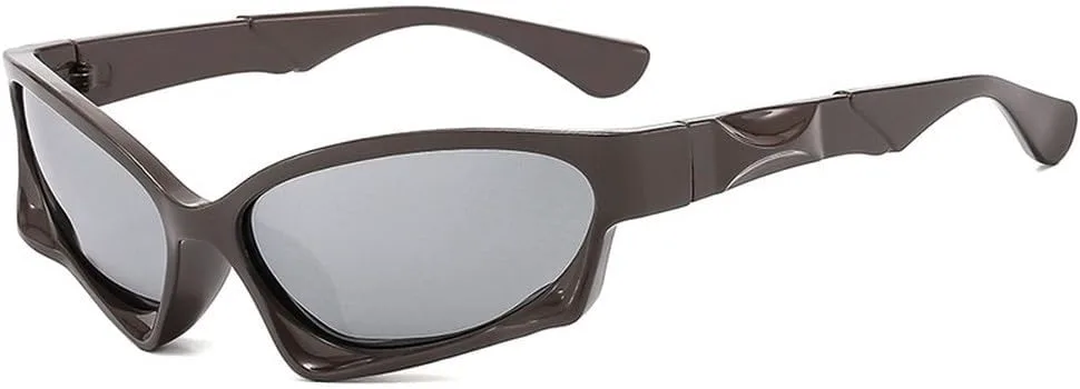 

Панк-очки «кошачий глаз» для женщин и мужчин, модные овальные очки в крупной оправе, футуристические очки-щитки неправильной формы для дам WNCKSQ, C5coffeesilver