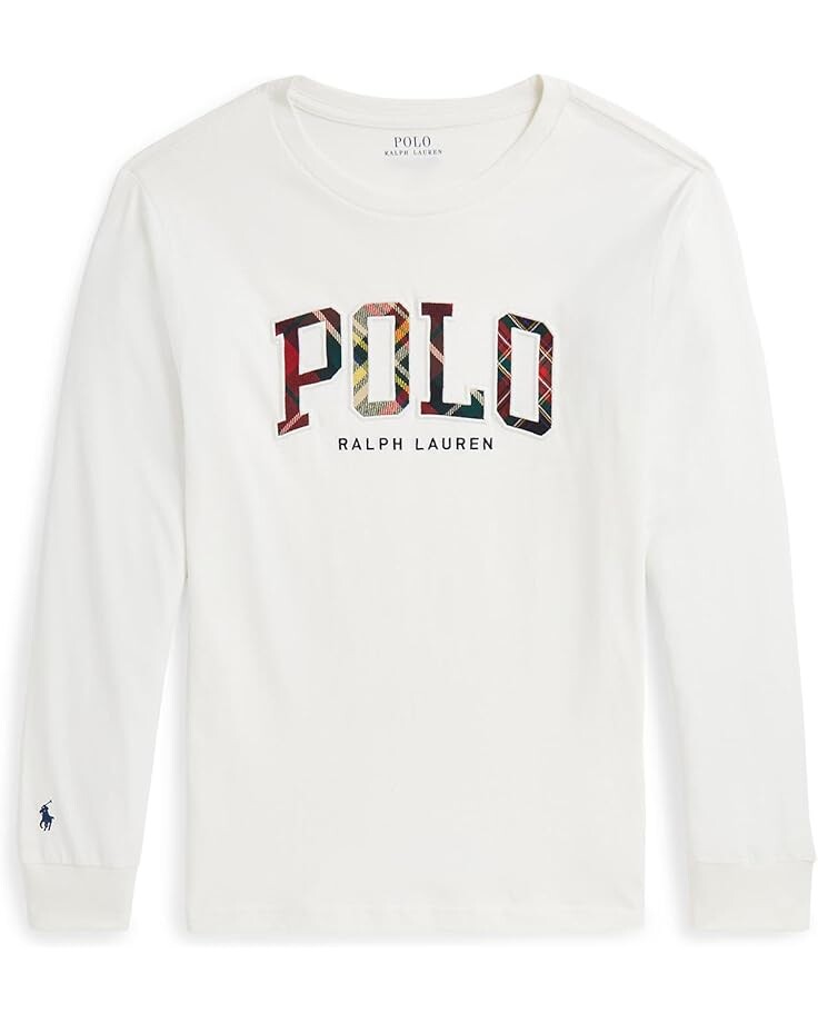 

Лонгслив Polo Ralph Lauren Kids Plaid-Logo Cotton Jersey Long Sleeve Tee, цвет Nevis