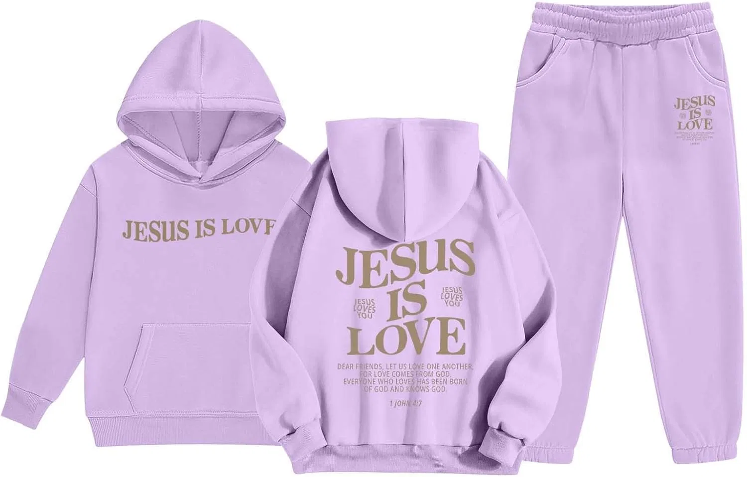 Детский спортивный костюм с принтом Trust in The Lord Jesus, фиолетовый — фото 4